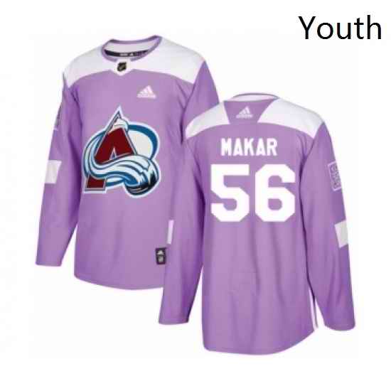 Youth Adidas Colorado Avalanche 56 Cale Makar Authentic Purple Fights Cancer Practice NHL Jersey